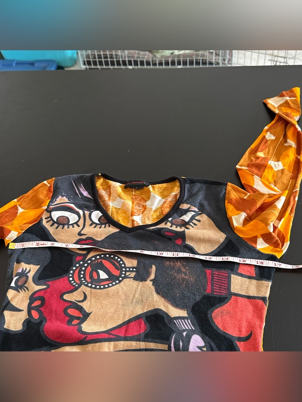Vintage Custo Barcelona Shirt Y2K Graphic T Shirt Long Sleeve Floral Orange Euro - Picture 12 of 13